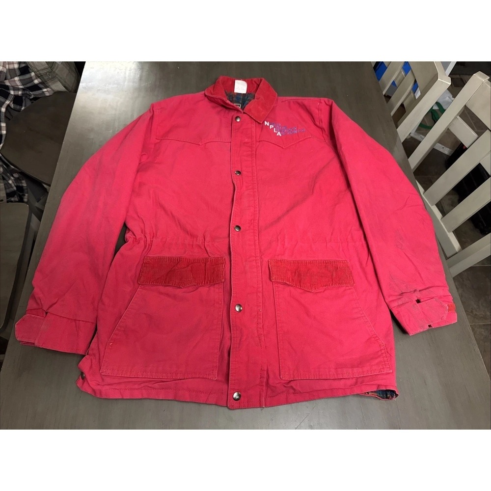 VTG Walls Chore Jacket Mens L Red Blanket Lined Barn Coat Workwear Canvas USA‎